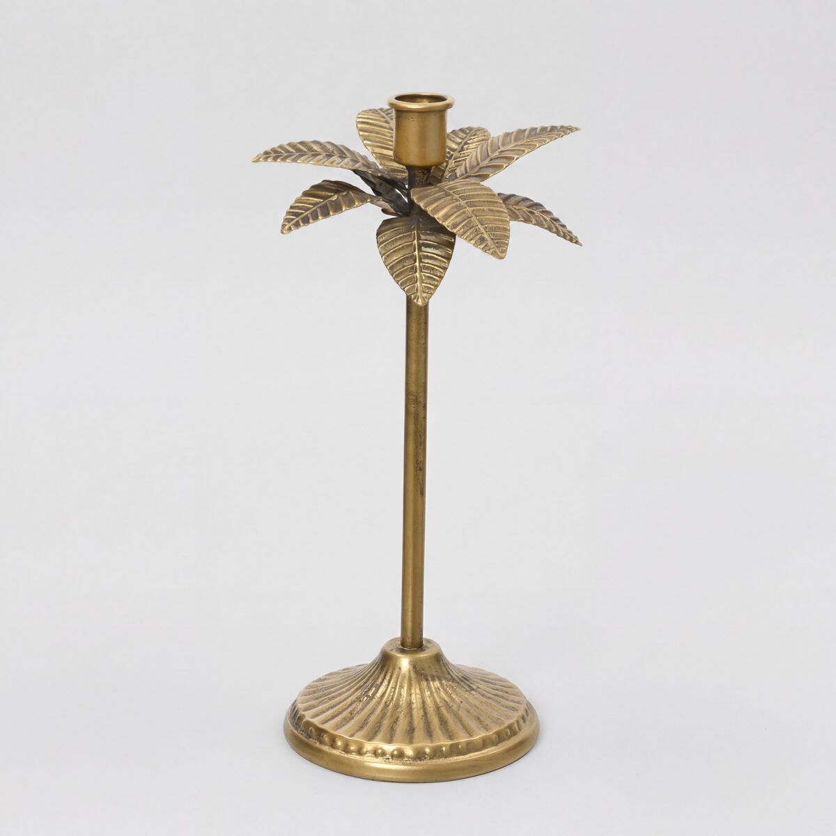 Porta vela PALM de metal dorado 28,5x16,5cm 