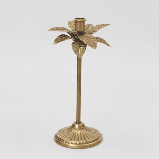 Castiçal PALM metal dourado 28,5x16,5cm