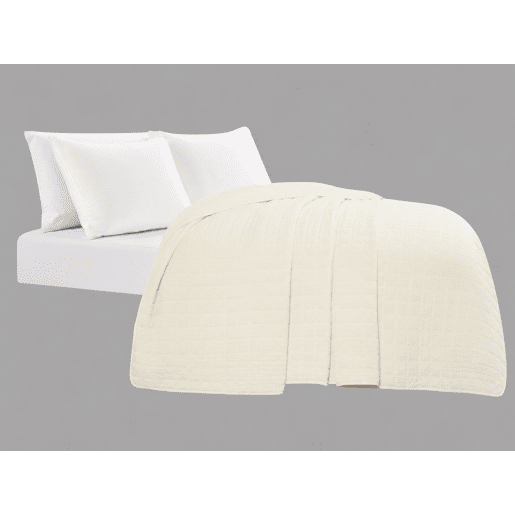 Colcha de algodão BOUCHA para cama de 135cm branco