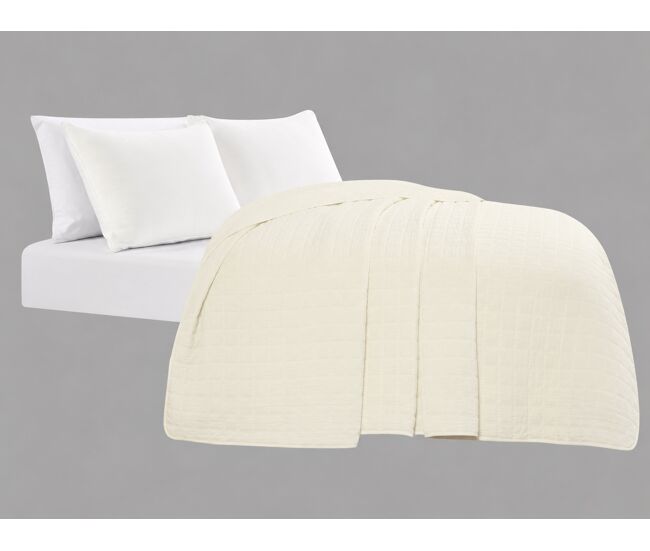 Colcha algodón boucha cama 135cm color blanco