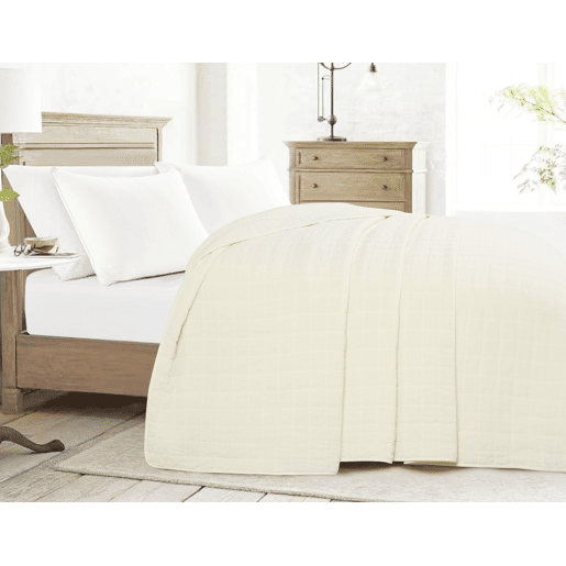Colcha de algodão BOUCHA para cama de 135cm branco