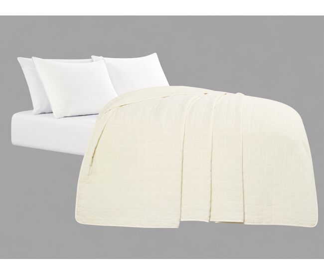 Colcha algodón boucha cama 150cm color blanco