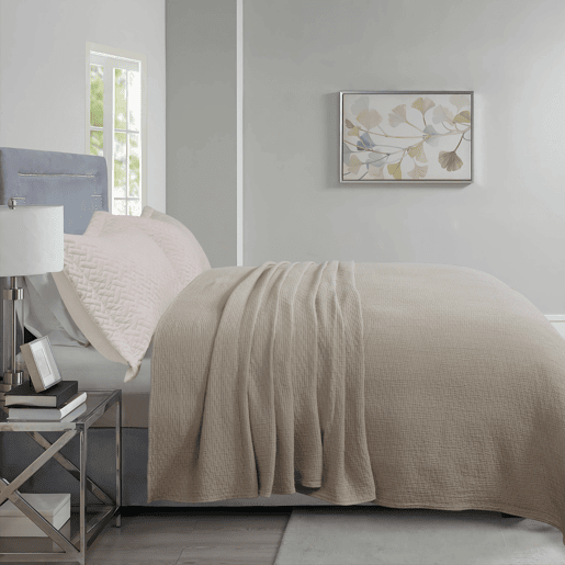 Colcha de algodão COTTON para cama de 90cm cru