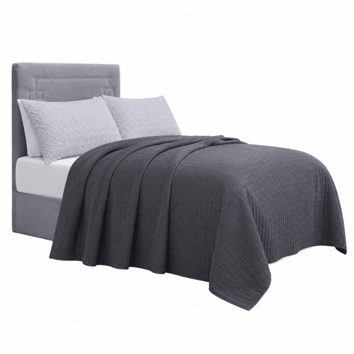 Colcha de algodão COTTON para cama de 135cm cinza esacuro