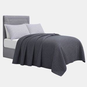 Colcha de algodão COTTON para cama de 135cm cinza esacuro