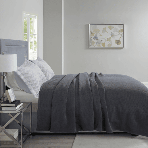 Colcha de algodão COTTON para cama de 135cm cinza esacuro