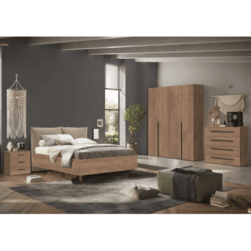 Conjunto completo de quarto TORINO 160x200cm em nogueira