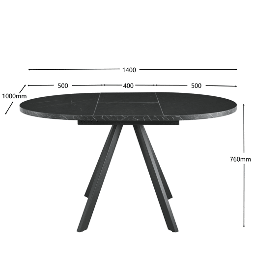Mesa de cozinha extensÃvel SIRIO preto Mesa de cozinha extensÃvel SIRIO preto