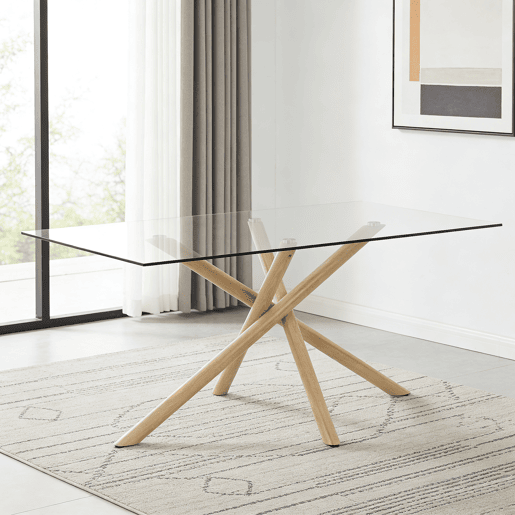 Mesa de jantar retangular DIYA em vidro