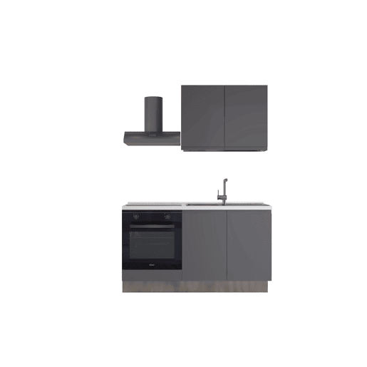 Cozinha com eletrodomésticos GILDA GOLA 150cm direita cinza escuro e titânio