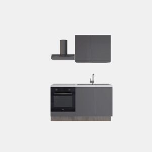 Cozinha com eletrodomésticos GILDA GOLA 150cm direita cinza escuro e titânio