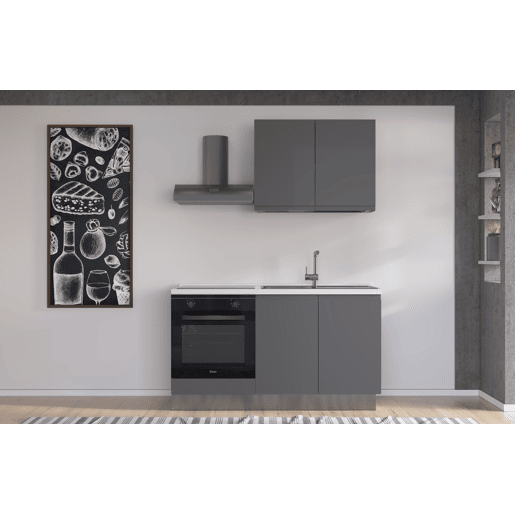 Cozinha com eletrodomésticos GILDA GOLA 150cm direita cinza escuro e titânio