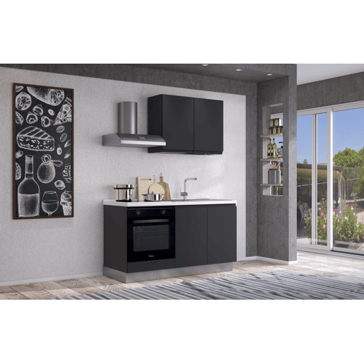 Cozinha com eletrodomésticos GILDA GOLA 150cm direita cinza escuro e titânio