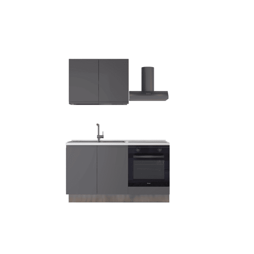 Cozinha com eletrodomésticos GILDA GOLA 150cm esquerda cinza escuro e titânio