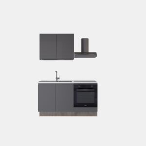 Cozinha com eletrodomésticos GILDA GOLA 150cm esquerda cinza escuro e titânio