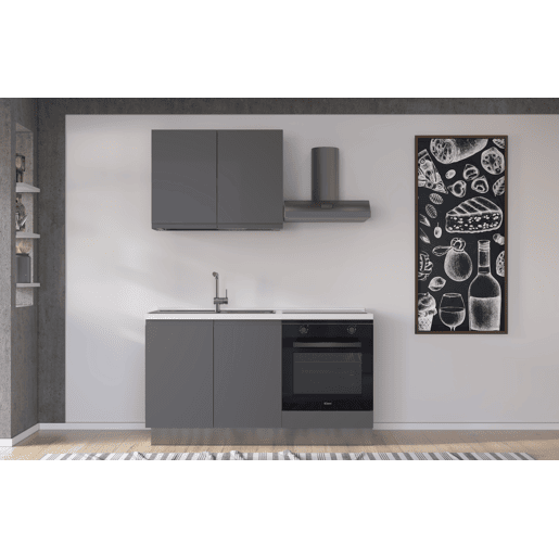 Cozinha com eletrodomésticos GILDA GOLA 150cm esquerda cinza escuro e titânio