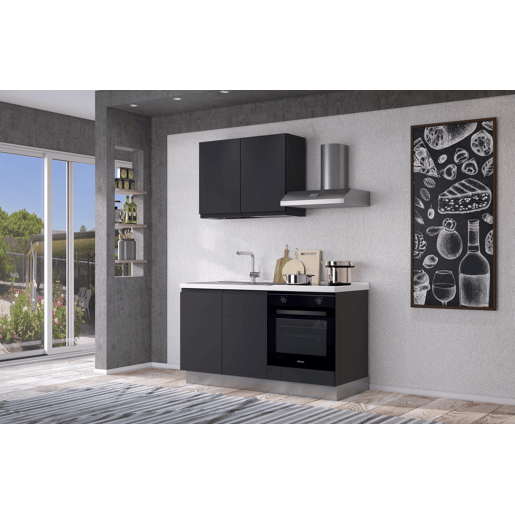 Cozinha com eletrodomésticos GILDA GOLA 150cm esquerda cinza escuro e titânio