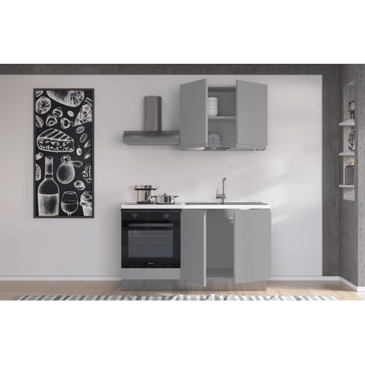 Cozinha com eletrodomésticos GILDA GOLA 150cm direita cinza claro