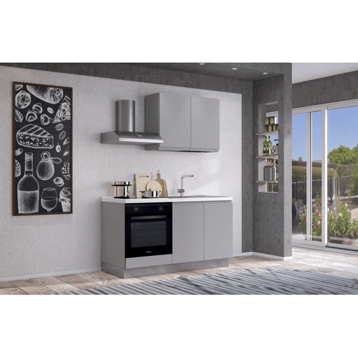 Cozinha com eletrodomésticos GILDA GOLA 150cm direita cinza claro