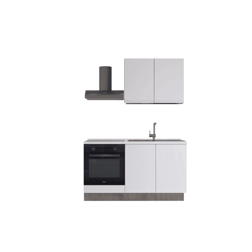 Cozinha com eletrodomésticos GILDA GOLA 150cm direita branco mate e cinza claro