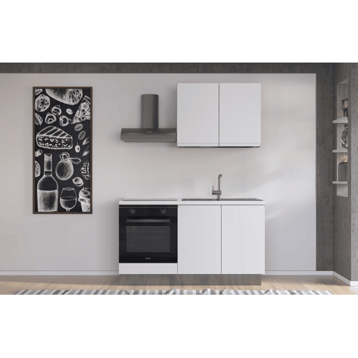 Cozinha com eletrodomésticos GILDA GOLA 150cm direita branco mate e cinza claro