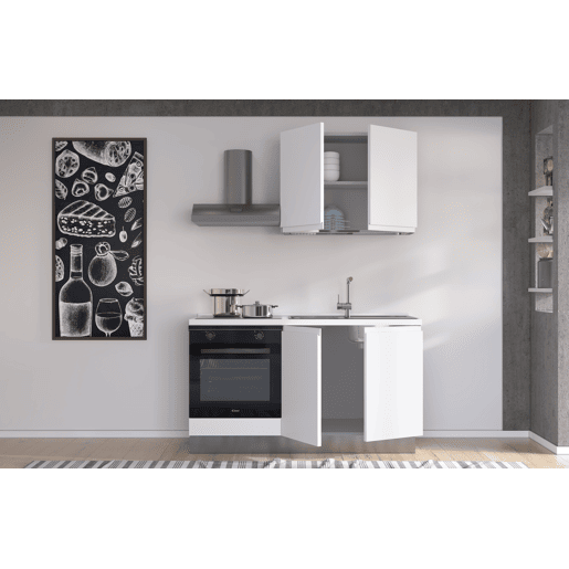 Cozinha com eletrodomésticos GILDA GOLA 150cm direita branco mate e cinza claro