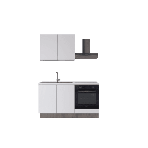 Cozinha com eletrodomésticos GILDA GOLA 150cm esquerda branco mate e cinza claro