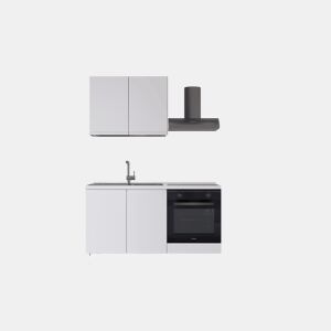 Cozinha com eletrodomésticos GILDA GOLA 150cm esquerda branco mate e cinza claro