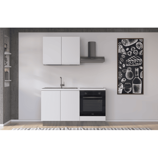 Cozinha com eletrodomésticos GILDA GOLA 150cm esquerda branco mate e cinza claro