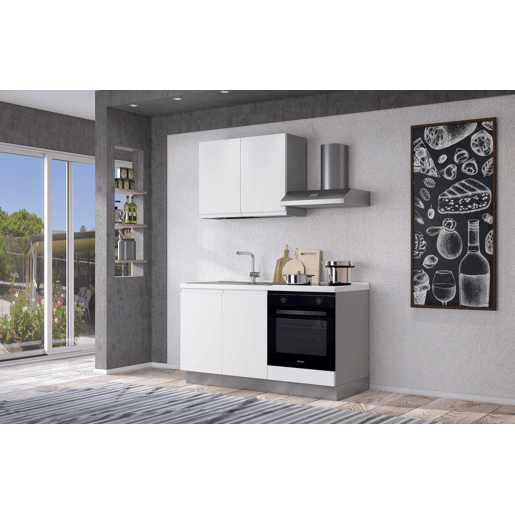 Cozinha com eletrodomésticos GILDA GOLA 150cm esquerda branco mate e cinza claro