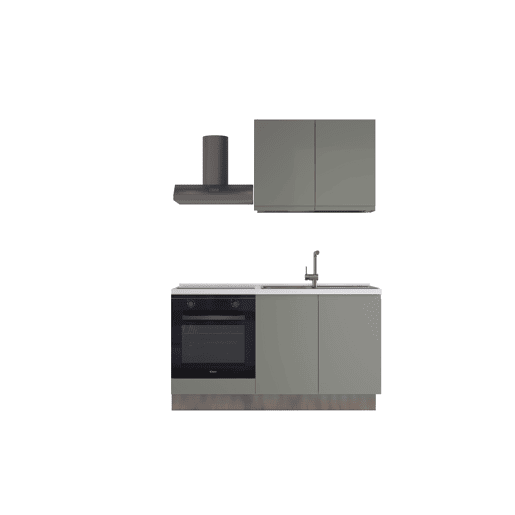 Cozinha com eletrodomésticos GILDA GOLA 150cm direita verde e cinza claro