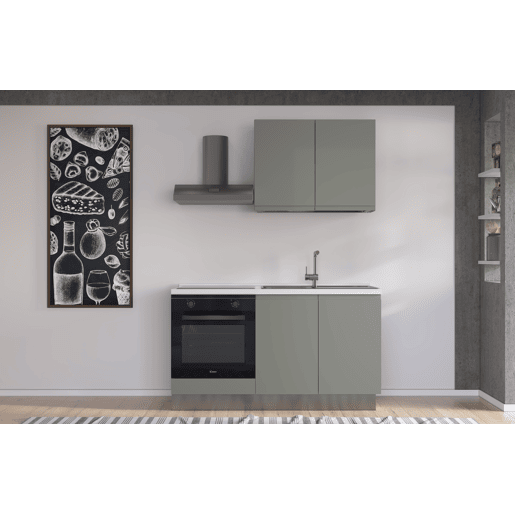 Cozinha com eletrodomésticos GILDA GOLA 150cm direita verde e cinza claro