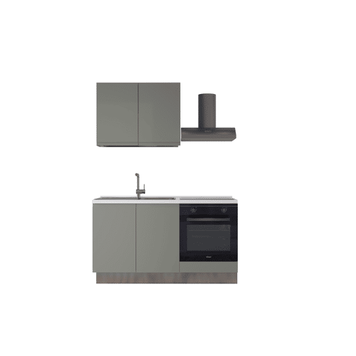 Cozinha com eletrodomésticos GILDA GOLA 150cm esquerda verde e cinza claro