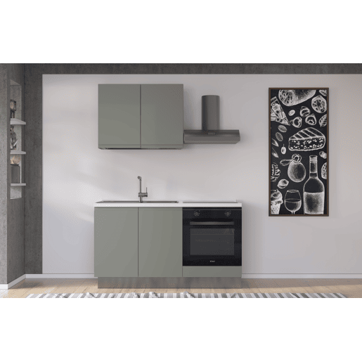Cozinha com eletrodomésticos GILDA GOLA 150cm esquerda verde e cinza claro
