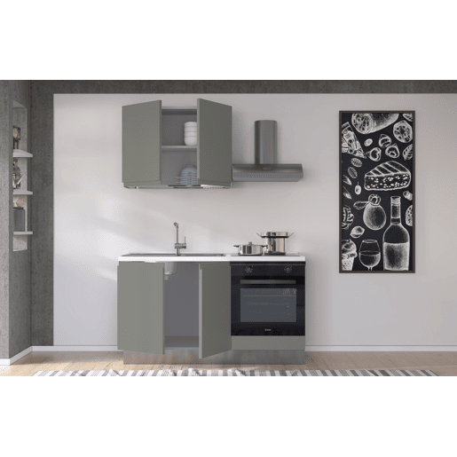 Cozinha com eletrodomésticos GILDA GOLA 150cm esquerda verde e cinza claro