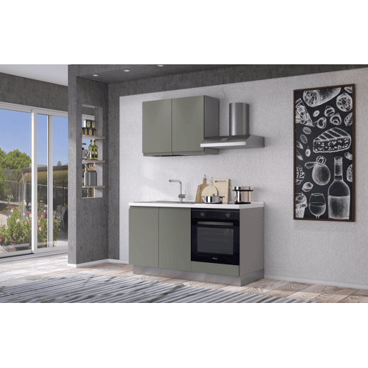 Cozinha com eletrodomésticos GILDA GOLA 150cm esquerda verde e cinza claro