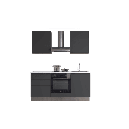 Cozinha com eletrodomésticos GILDA GOLA 180cm direita cinza escuro e titânio