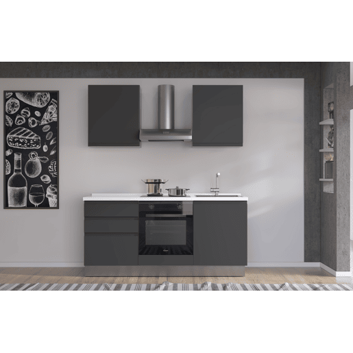 Cozinha com eletrodomésticos GILDA GOLA 180cm direita cinza escuro e titânio