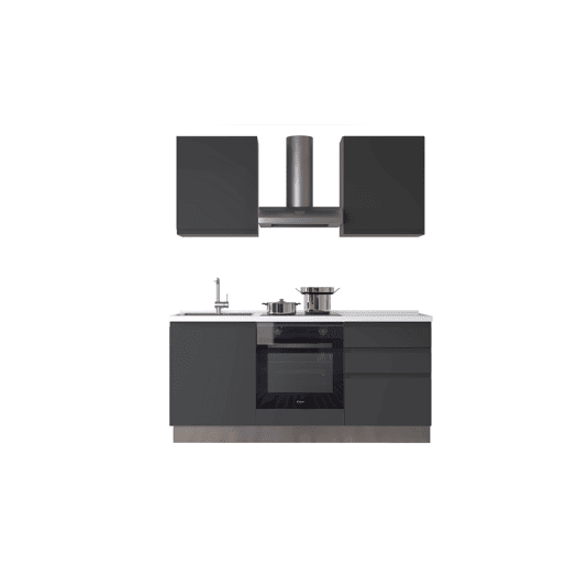 Cozinha com eletrodomésticos GILDA GOLA 180cm esquerda cinza escuro e titânio