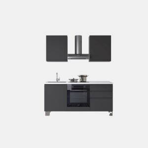 Cozinha com eletrodomésticos GILDA GOLA 180cm esquerda cinza escuro e titânio