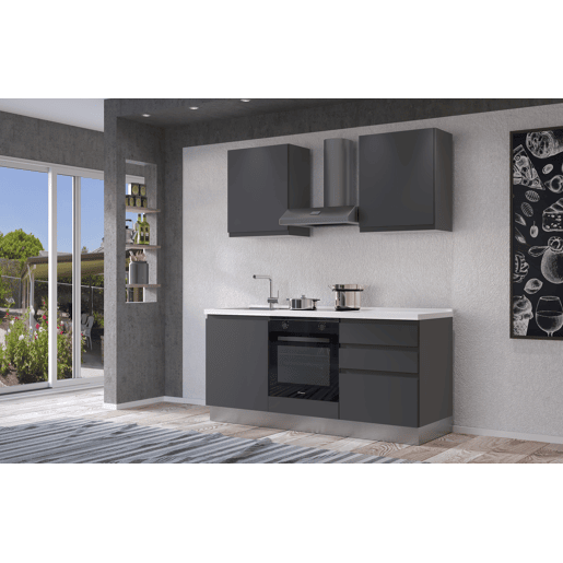 Cozinha com eletrodomésticos GILDA GOLA 180cm esquerda cinza escuro e titânio