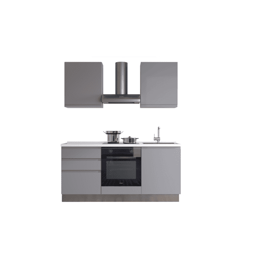 Cozinha com eletrodomésticos GILDA GOLA 180cm direita cinza claro