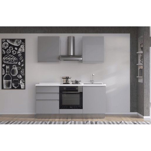 Cozinha com eletrodomésticos GILDA GOLA 180cm direita cinza claro
