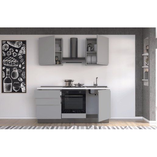 Cozinha com eletrodomésticos GILDA GOLA 180cm direita cinza claro