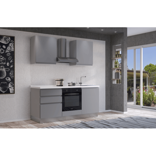 Cozinha com eletrodomésticos GILDA GOLA 180cm direita cinza claro