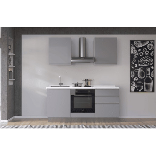 Cozinha com eletrodomésticos GILDA GOLA 180cm esquerda cinza claro