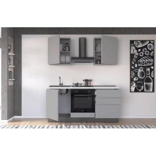 Cozinha com eletrodomésticos GILDA GOLA 180cm esquerda cinza claro