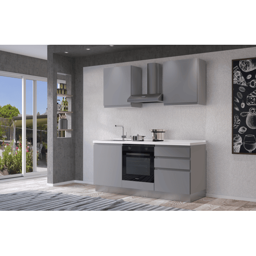 Cozinha com eletrodomésticos GILDA GOLA 180cm esquerda cinza claro