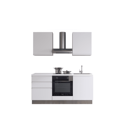 Cozinha com eletrodomésticos GILDA GOLA 180cm direita branco mate e cinza claro