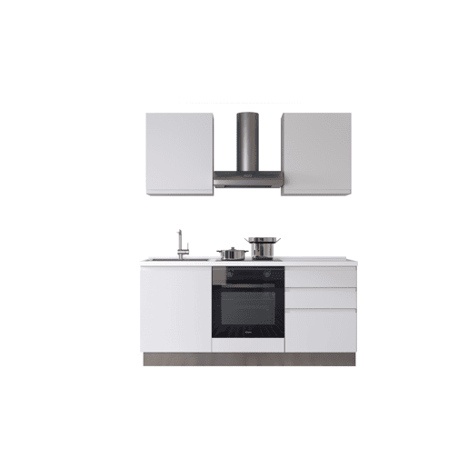 Cozinha com eletrodomésticos GILDA GOLA 180cm esquerda branco mate e cinza claro